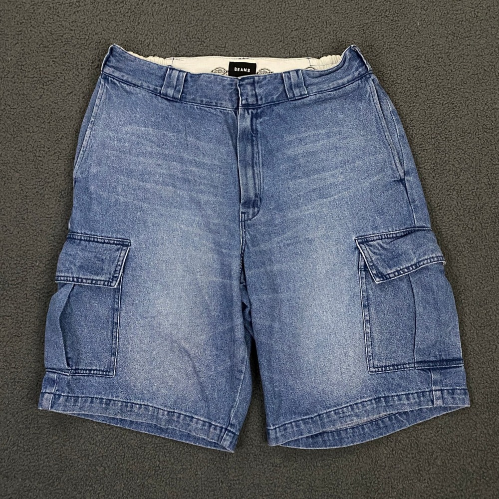 Beams x Dickies Denim Shorts Mens Medium Blue Cargo Baggy Relaxed Jorts